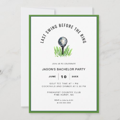 Golf Bachelor Party Invitation