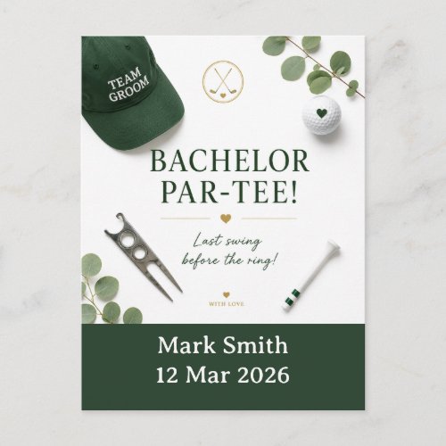 Golf Bachelor Party Invitation Postcard