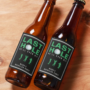 Golf Bachelor Party Last Hole He'll Ever Hit Black Beer Bottle Label