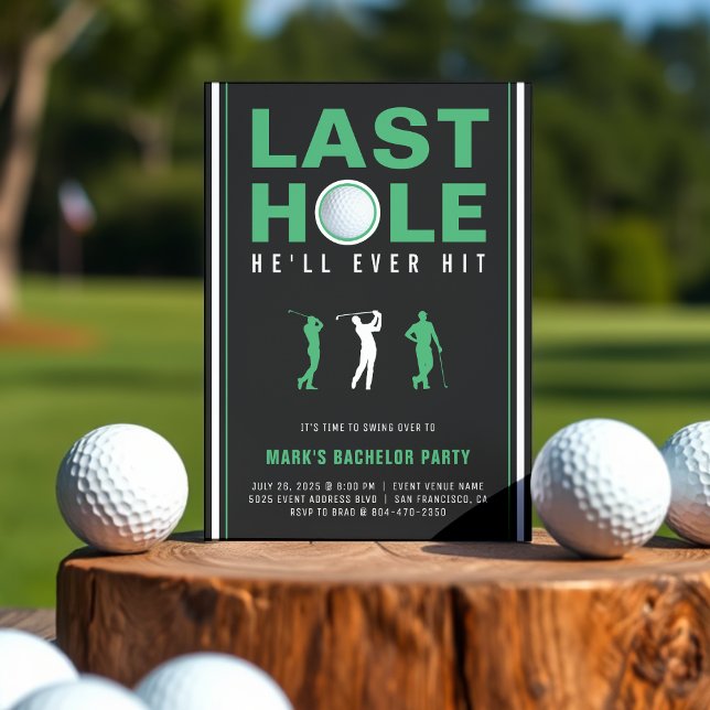 Golf Bachelor Party Last Hole He'll Ever Hit Black Invitation (Golf Bachelor Party Last Hole He'll Ever Hit Black Invitation
)