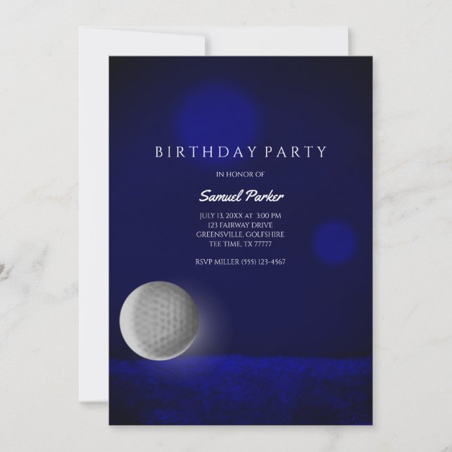 Golf Bachelor Party Navy Blue  Golf Ball - Golfers Invitation (Front)