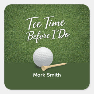 Golf Bachelor Party on Green Square Sticker