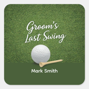 Golf Bachelor Party on Green Square Sticker