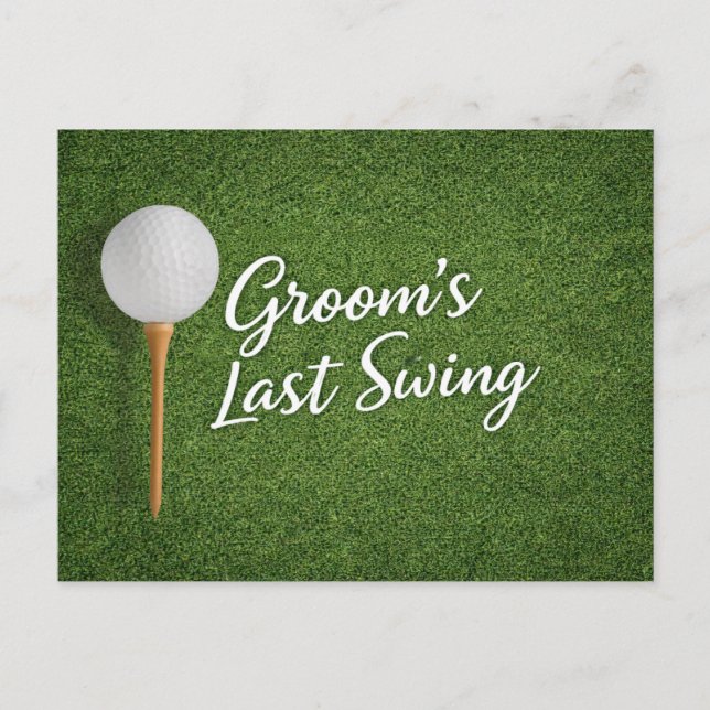Golf Bachelor themed on green grass Postcard (Front)