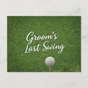 Golf Bachelor themed on green grass Postcard