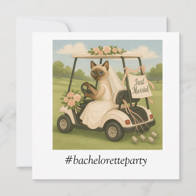 Golf BACHELORETTE party for Cat Lovers Save The Date (Front)