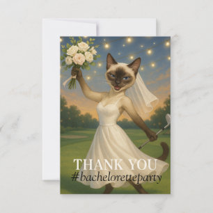 Golf Bachelorette Party for Cat Lovers Thank You  Card