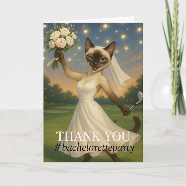 Golf Bachelorette Party for Cat Lovers Thank You  Card (Front)