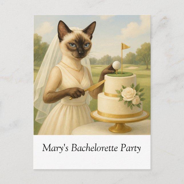 GOLF Bachelorette Party for Cat  mom Woman Golfer  Postcard (Front)