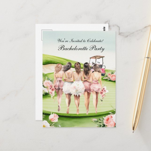 Golf Bachelorette Party for Golfer Postcard (Front/Back In Situ)