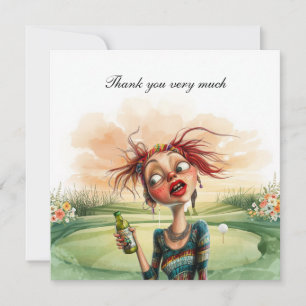 Golf Bachelorette Party for Woman golfer Thank You Card