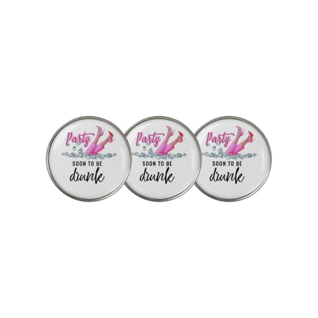 Golf Bachelorette Party woman golfer Pink theme  Golf Ball Marker (3 Up)