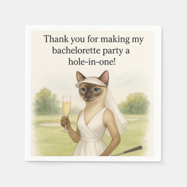 Golf Bachelorette Thank You Cat Lovers  Napkins (Front)