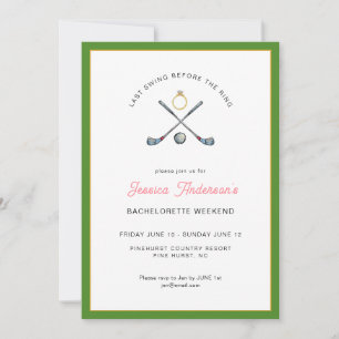 Golf Bachelorette weekend with itinerary Invitation