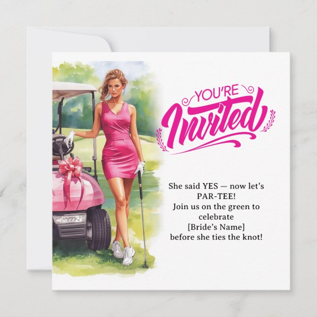 Golf Bachelorette Woman Golfer Is Golfing  Invitation (Front)