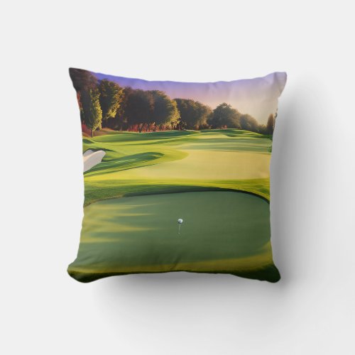 Golf Background for Golfer Home Watercolor  Throw Pillow