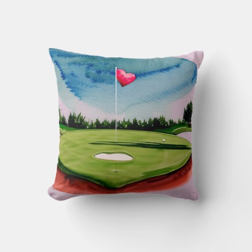Golf Background for Golfer Home Watercolor Throw Pillow