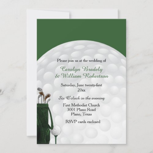 Golf Bag and Ball Wedding Invitation