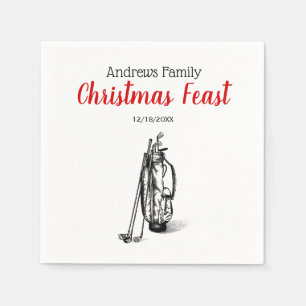 Golf Bag and Golf Clubs Black Napkins