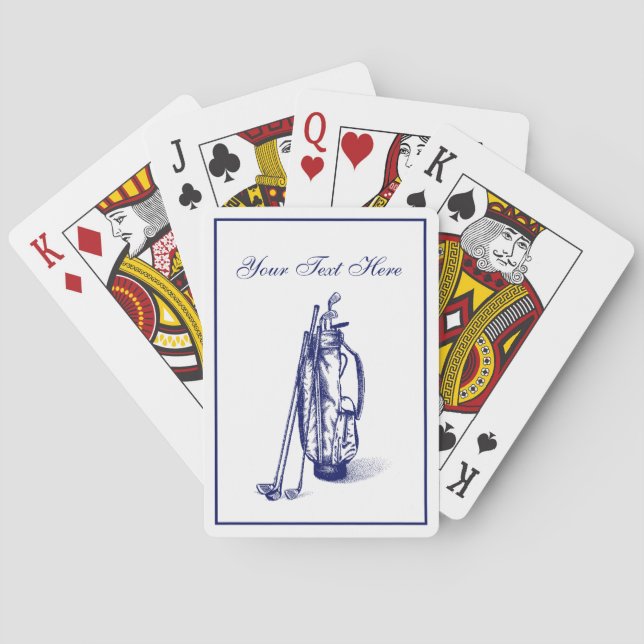 Golf Bag and Golf Clubs Blue Poker Cards (Back)