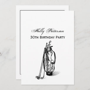 Golf Bag Golf Clubs Black 30th Birthday Party Invitation
