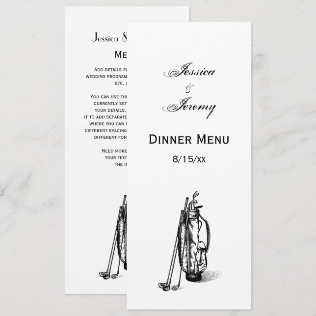 Golf Bag Golf Clubs Black Invitation (Front/Back)