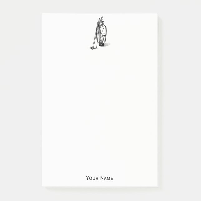 Golf Bag Golf Clubs Black Post-it Notes (Front)