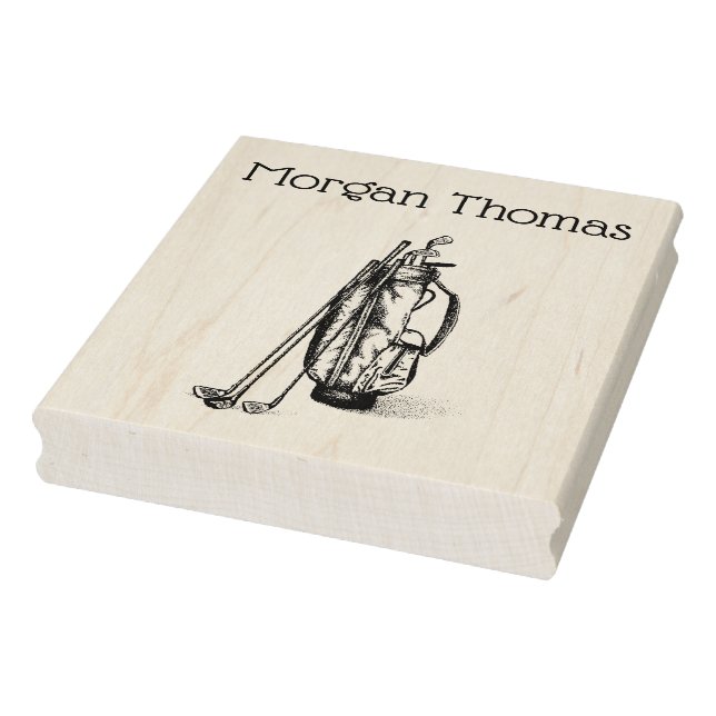 Golf Bag Golf Clubs Black Rubber Stamp (Stamp)