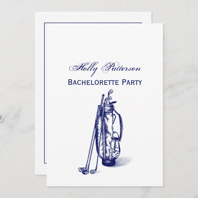 Golf Bag Golf Clubs Blue Invitation (Front/Back)