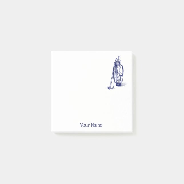 Golf Bag Golf Clubs Blue Post-it Notes (Front)