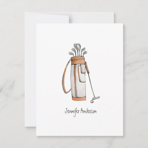 Golf bag golfers flat Thank You Card