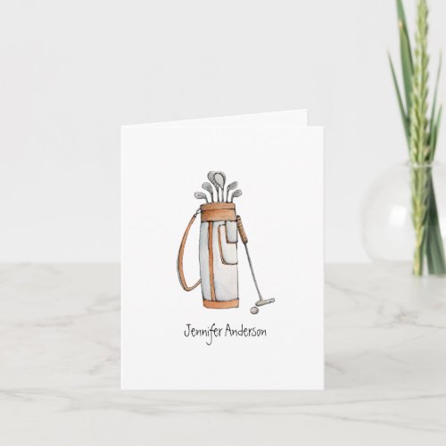 Golf bag golfers folded Thank You Card