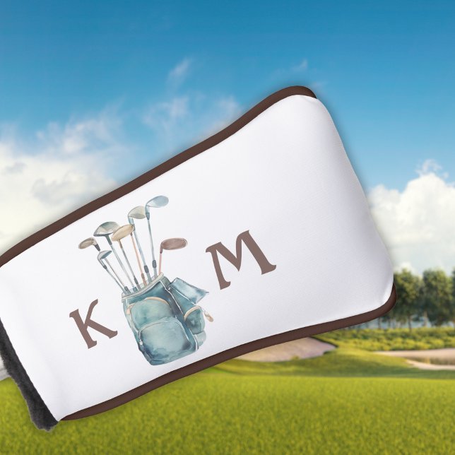 Golf Bag Monogram Personalize Modern Casual Putter Golf Head Cover (Creator Uploaded)