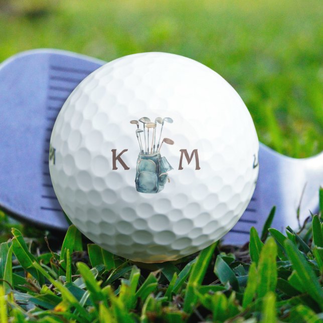 Golf Bag Monogram Personalized Modern Casual Golf Balls (Creator Uploaded)