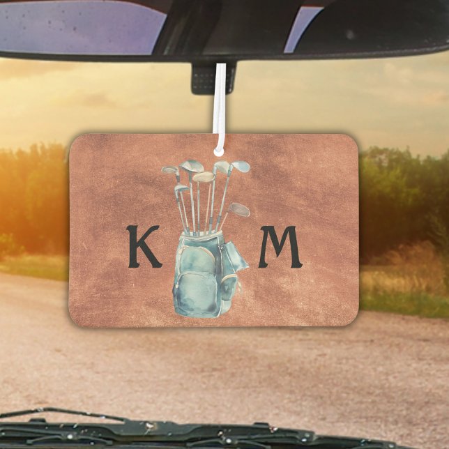 Golf Bag Monogram Personalized Modern Golfer Air Freshener (Creator Uploaded)