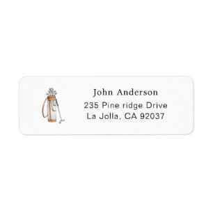 Golf bag Sports Golfer return address Label