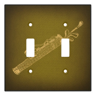 Golf Bag with Clubs Vintage Art Light Switch Cover