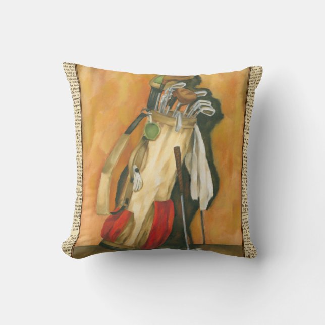 Golf Bag with Glove by Jennifer Goldberger Throw Pillow (Front)