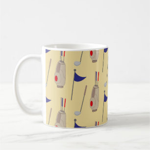Golf bag with golf club bag and iron on cream coffee mug