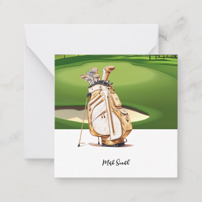 Golf bag with Name for golfer  Note Card (Front)