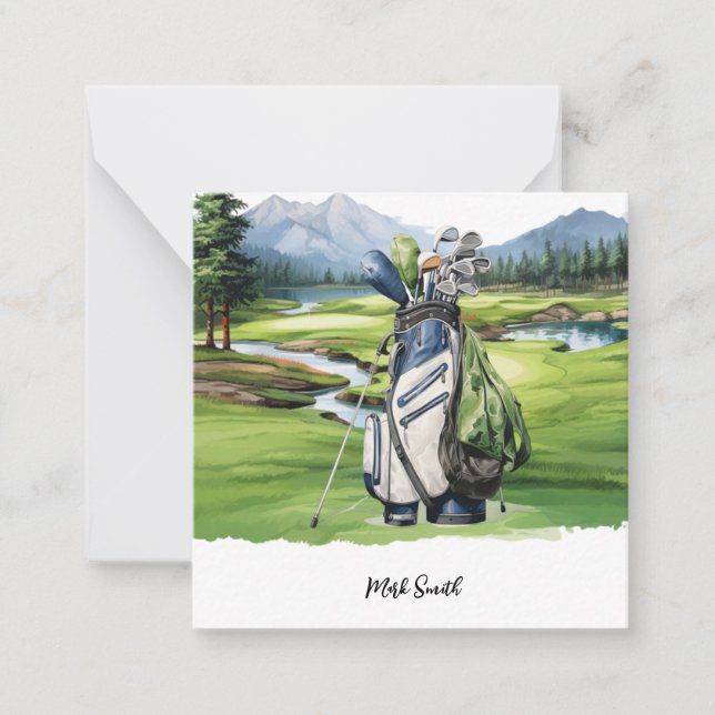 Golf bag with Name for golfer  Note Card (Front)