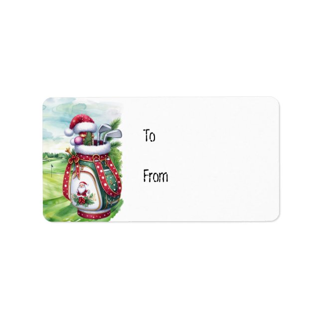 Golf bag with Santa Hat for Golfer Label (Front)