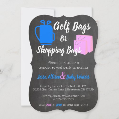 Golf Bags or Shopping Bags Gender Reveal Invite