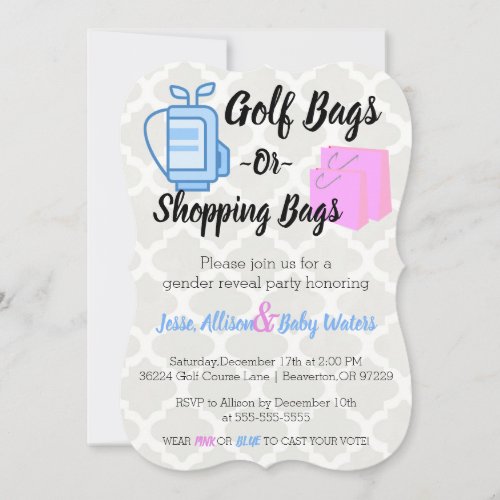 Golf Bags or Shopping Bags Gender Reveal Invite