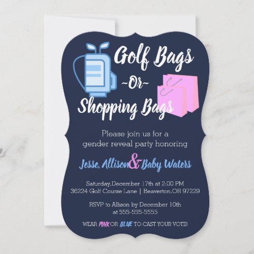 Golf Bags or Shopping Bags Gender Reveal Invite