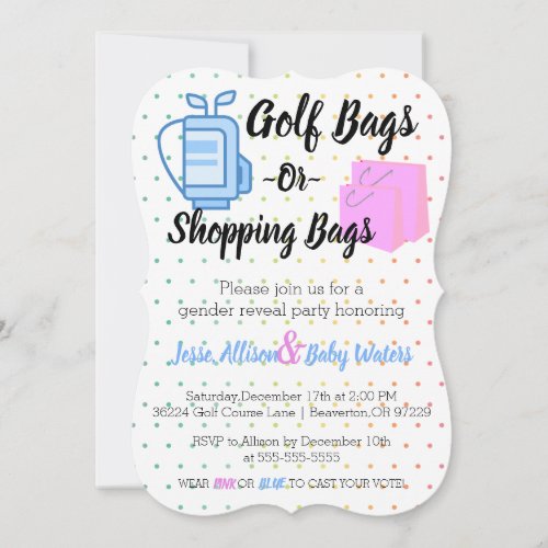 Golf Bags or Shopping Bags Gender Reveal Invite