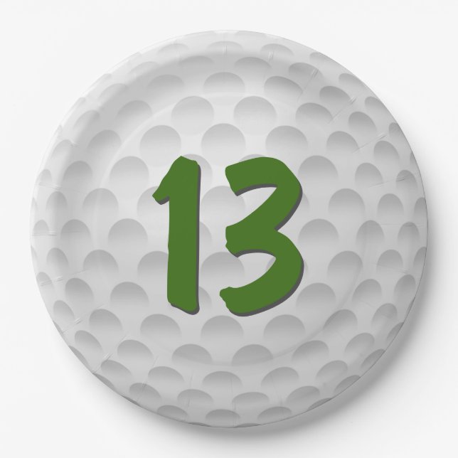 Golf Ball 13th Birthday  Paper Plates (Front)