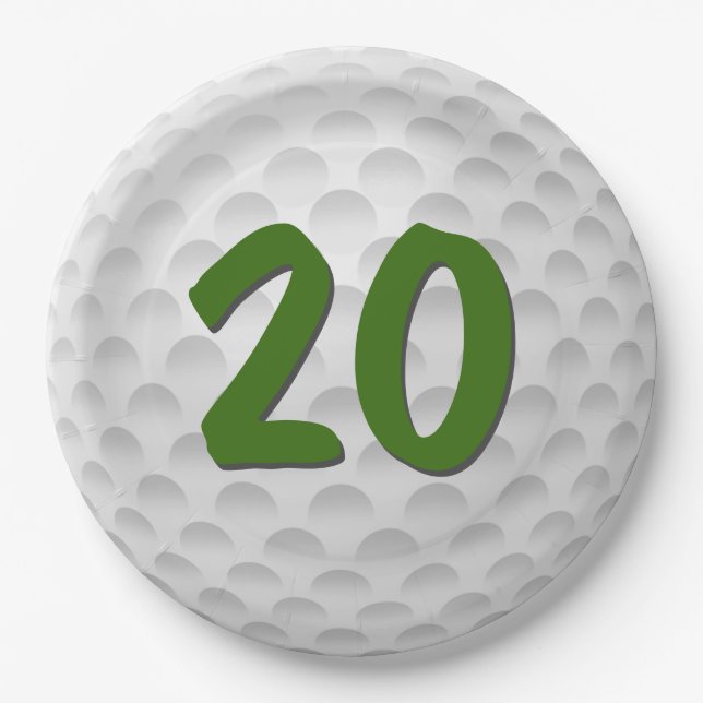 Golf Ball 20th Birthday  Paper Plate (Front)
