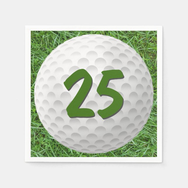 Golf Ball 25th Birthday Napkins (Front)