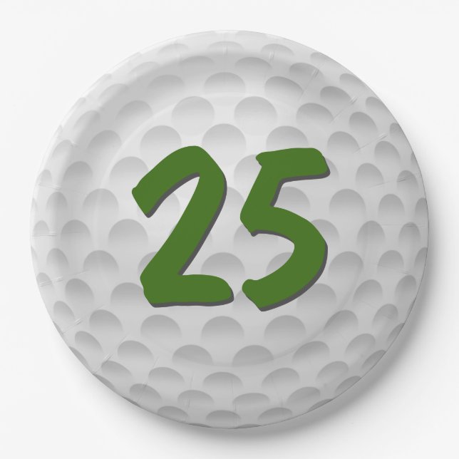Golf Ball 25th Birthday  Paper Plate (Front)